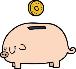 cartoon doodle piggy bank