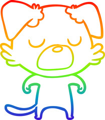 rainbow gradient line drawing of a cartoon dog