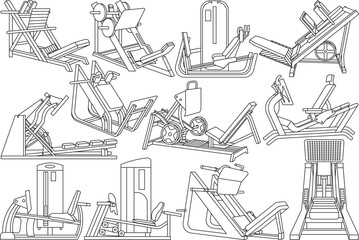 Leg Press Fitness Machine SVG Outline, Leg Press Fitness Machine Vector Art