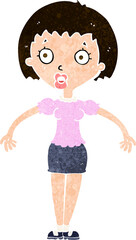 cartoon confused woman shrugging shoulders