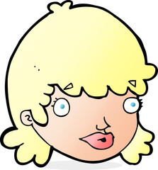 cartoon female face with surprised expression