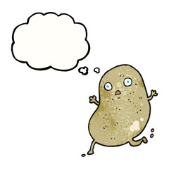 freehand drawn thought bubble textured cartoon potato running