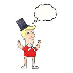 freehand drawn thought bubble textured cartoon celebrating man