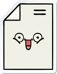 sticker of a cute cartoon sheet of paper