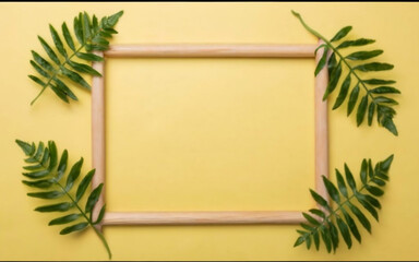 Obraz premium Empty frame with leaf, decoration, ai generated 