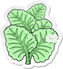 retro distressed sticker of a cartoon cabbage leaves