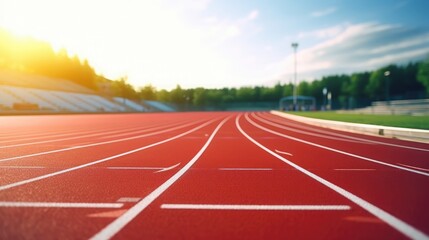 Sports venue track, close-up, daytime, simple picture, sports meeting elements