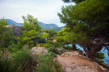 Fototapeta na wymiar Seaside landscape in Sutomore, Montenegro.