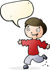 cartoon excited boy with speech bubble