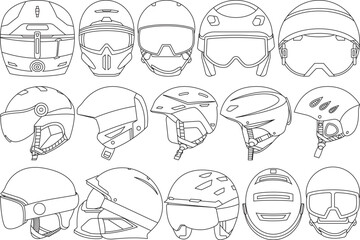 Snowboard Helmet SVG Outline, Snowboard Helmet Vector Art