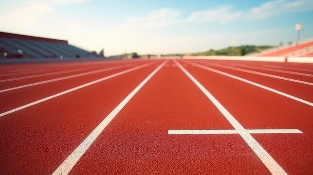 Sports venue track, close-up, daytime, simple picture, sports meeting elements