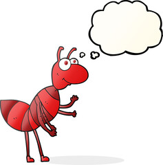 freehand drawn thought bubble cartoon ant