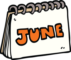 cartoon doodle calendar showing month of june