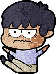 annoyed cartoon boy