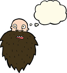 cartoon bearded man with thought bubble