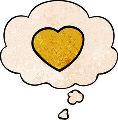 cartoon love heart with thought bubble in grunge texture style
