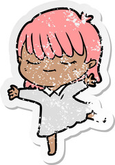 distressed sticker of a cartoon woman