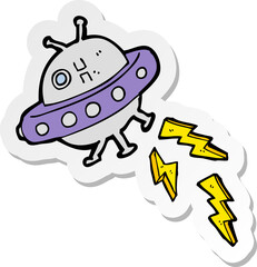 sticker of a cartoon UFO