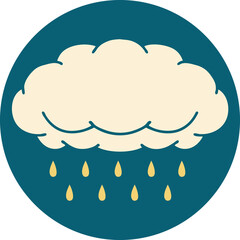 iconic tattoo style image of a cloud raining