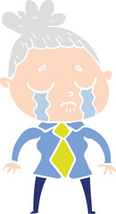 flat color style cartoon crying woman