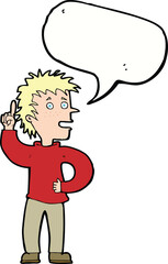 cartoon boy with idea with speech bubble