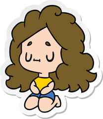 sticker cartoon illustration of a cute kawaii girl