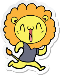 Obraz premium sticker of a happy cartoon lion