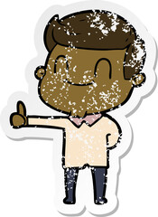 distressed sticker of a cartoon friendly man