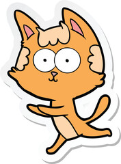sticker of a happy cartoon cat