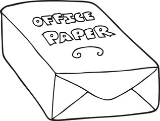 freehand drawn black and white cartoon office paper