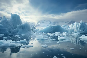  The alarming scene of melting ice caps and glaciers - portraying the significant impact of climate change - retreating ice - and raising environmental concerns about global warming. © Davivd