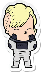 sticker of a cartoon girl wearing futuristic clothes