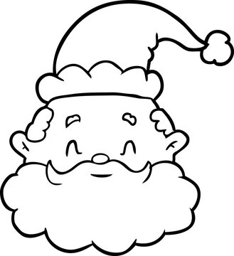 Line Drawing Of A Santa Claus Face