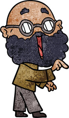 Fototapeta premium cartoon joyful man with beard pointing finger