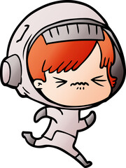 cartoon space girl running