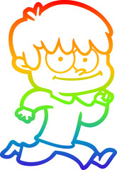 rainbow gradient line drawing of a happy cartoon man