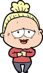cartoon happy old lady