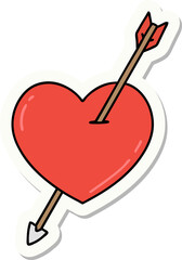 sticker of tattoo in traditional style of an arrow and heart