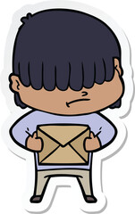 Fototapeta premium sticker of a cartoon boy with untidy hair