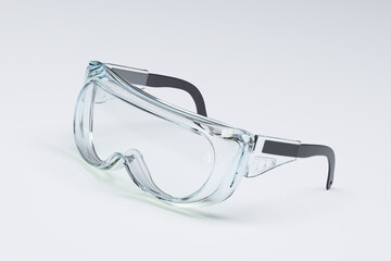Isolated Transparent Safety Glasses with Black Accents on a White Background