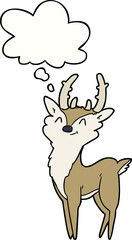 cartoon happy stag with thought bubble