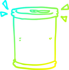 cold gradient line drawing of a cartoon soda can
