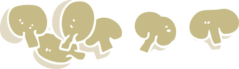 flat color style cartoon chopped mushrooms