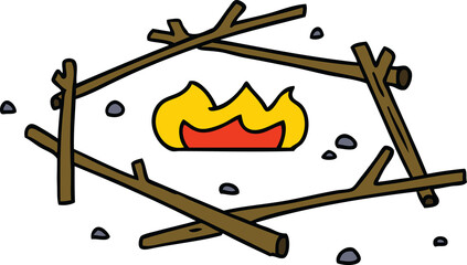 hand drawn cartoon doodle of a camp fire