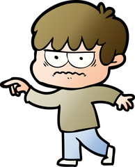 annoyed cartoon boy