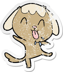 distressed sticker of a cute cartoon dog