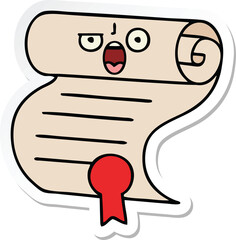 sticker of a cute cartoon contract