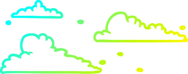 cold gradient line drawing of a clouds drifting by