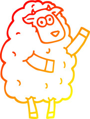 warm gradient line drawing of a cartoon sheep