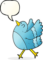 freehand drawn speech bubble cartoon happy bird